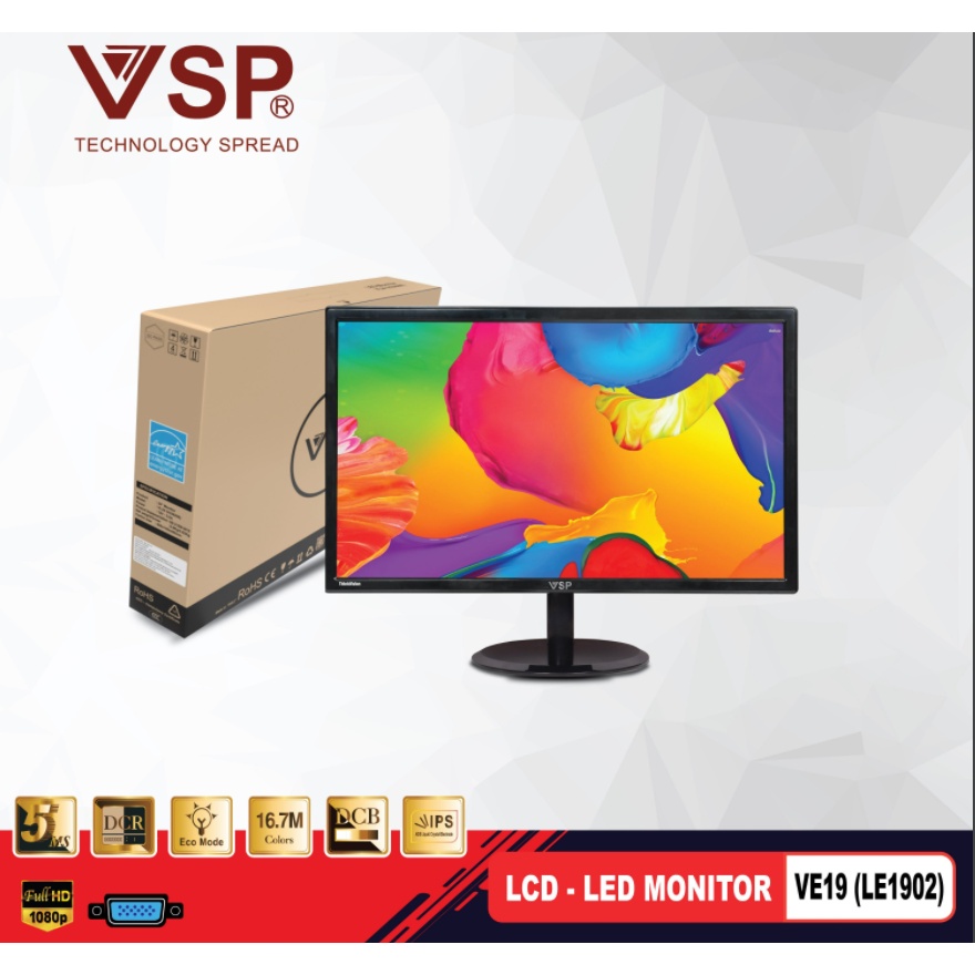 MÀN HÌNH LCD 19'' VSP VE19(LE1902) Chính hãng (VGA, 1440x900, 60Hz). VI TÍNH QUỐC DUY