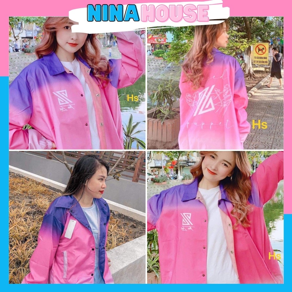 Áo Khoác Gió Bomber Dây Rút Hình Chữ Z Màu Tím Hồng NH644 - Nina House