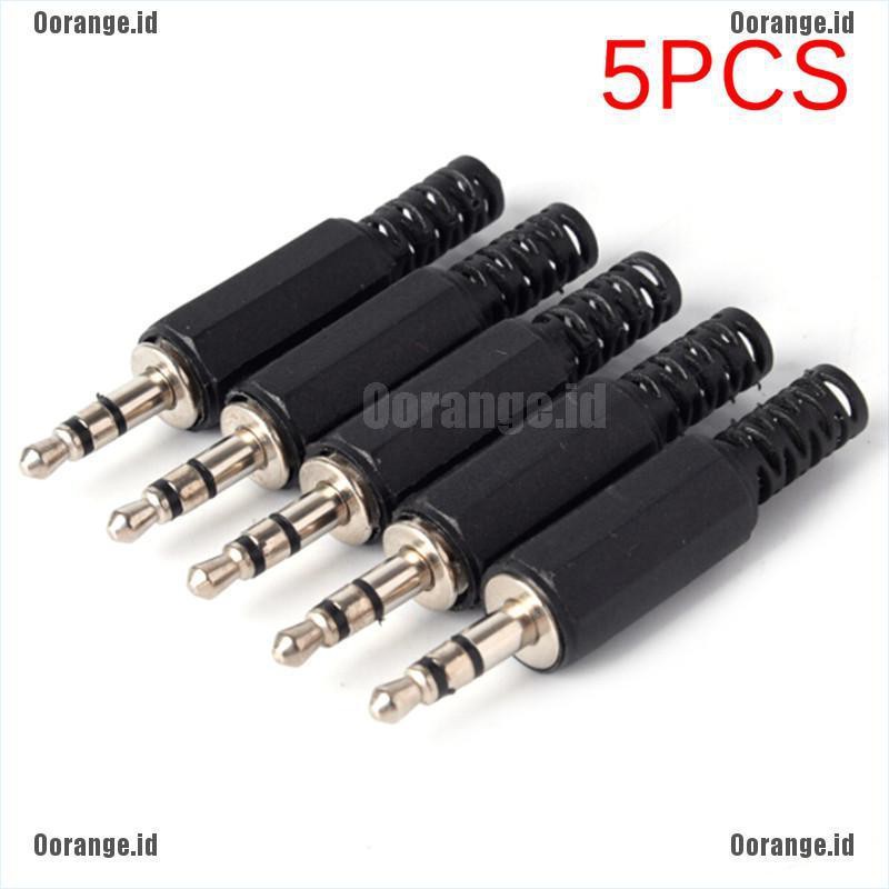 Bộ 5 Đầu Cắm Âm Thanh 3.5mm 1 / 8 Màu Đen Chất Lượng Cao