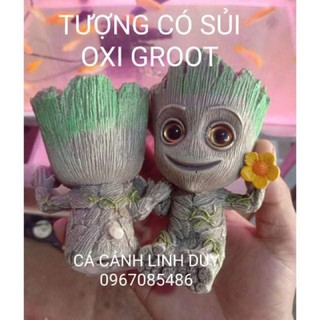 Tượng Groot làm cảnh kèm sủi ơi cho hồ cá