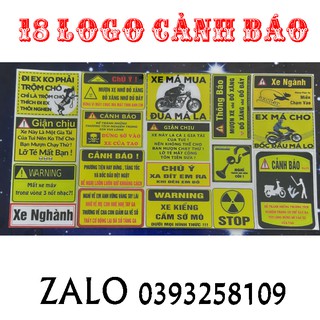 TEM CẢNH BÁO DÁN XE ( COMBO 18 LOGO )