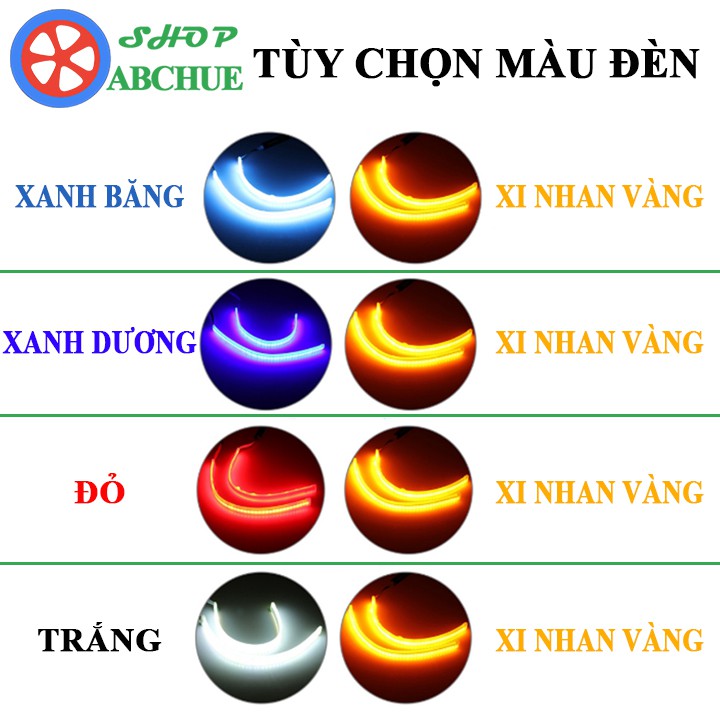 Bộ 2 Đèn Led Mí Ô Tô Xi Nhan Vàng Chạy Đuổi Silicon Dẻo Chống Nước