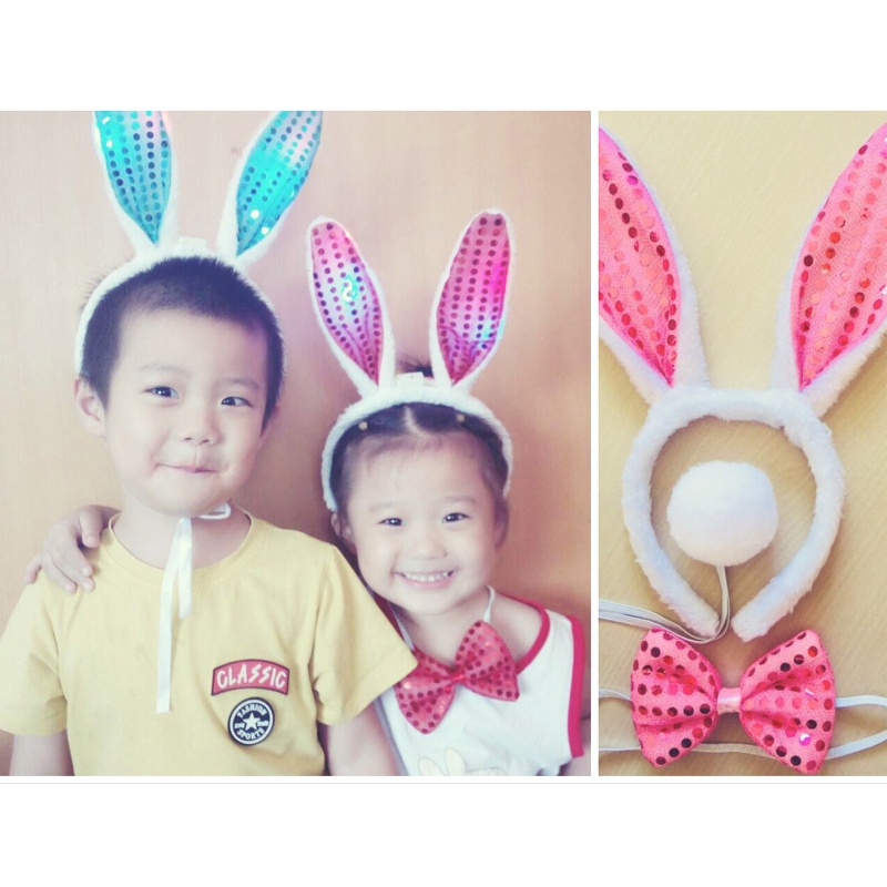 Bộ 3 Băng Đô Tai Thỏ Hoạt Hình Dùng Hóa Trang