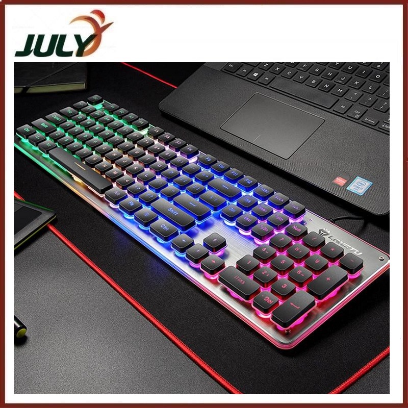Bàn phím LANGTU L1 chuyên game mặt nhôm cao cấp full size 104 phím có đèn led viền 7 màu
