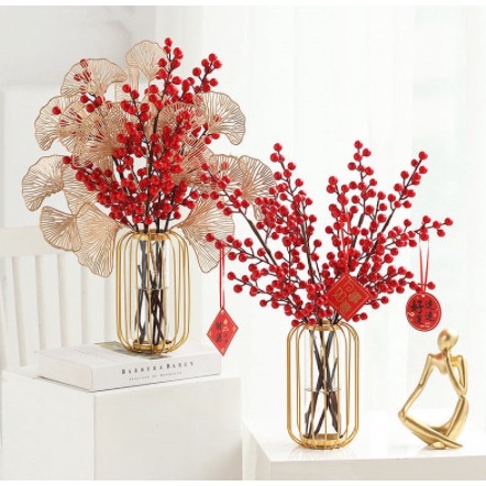 Cành Quạt Vàng, táo vàng, thông vàng Cắm decor trang trí tết, giỏ quà, bình hoa