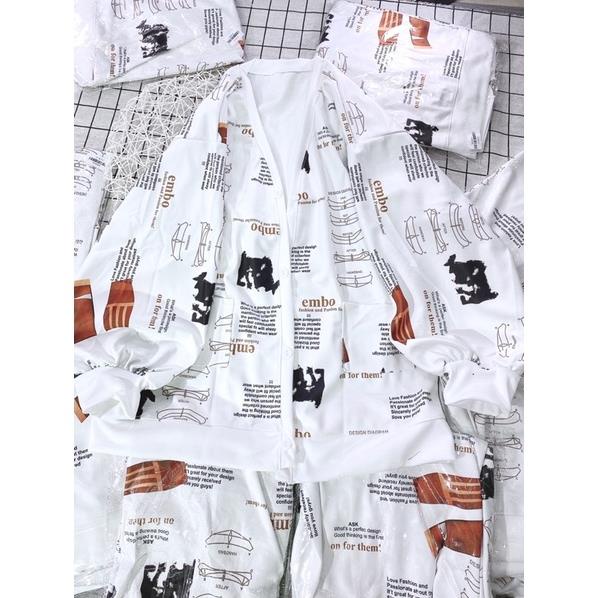 Áo Khoác Cadigan Ulzzang Nỉ Unisex Dáng Rộng  Hot Trend 2021