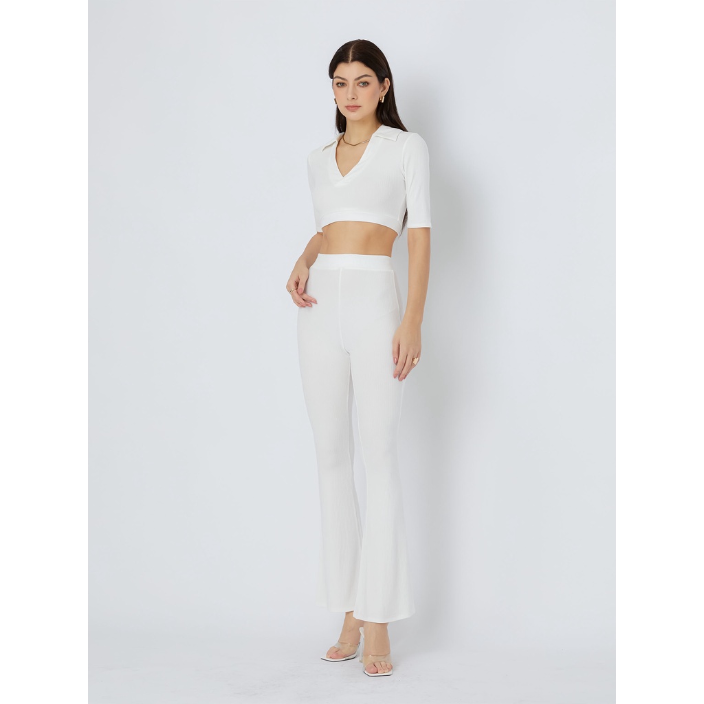 Set Nữ Lounge Wide Leg , Chất thun sọc gân Thoải Mái , WSD000163,SOMEHOW