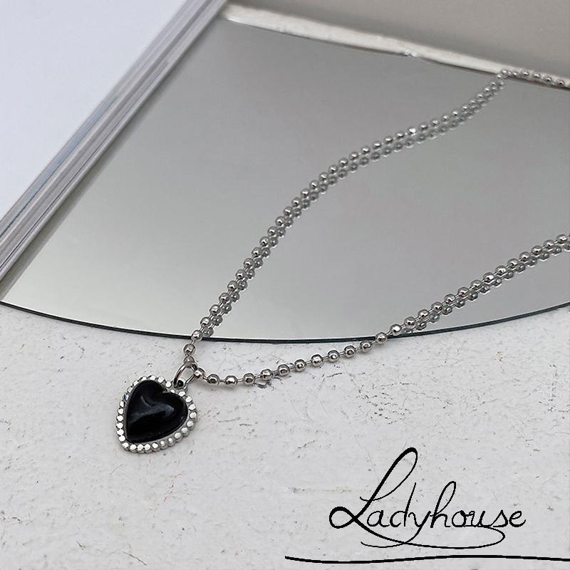 Vòng cổ mặt trái tim màu đen thời trang cho nữ