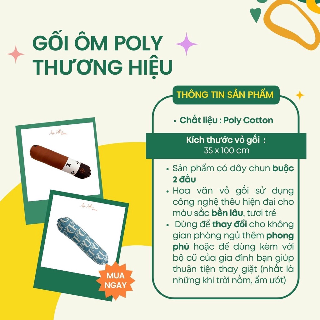 Vỏ gối ôm, bao gối ôm 35x100cm cotton poly thương hiệu An Như