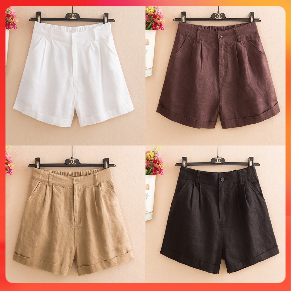 Quần Short - quần đùi nữ chất đũi giấy cạp chun co dãn full size (40>64kg) QS02