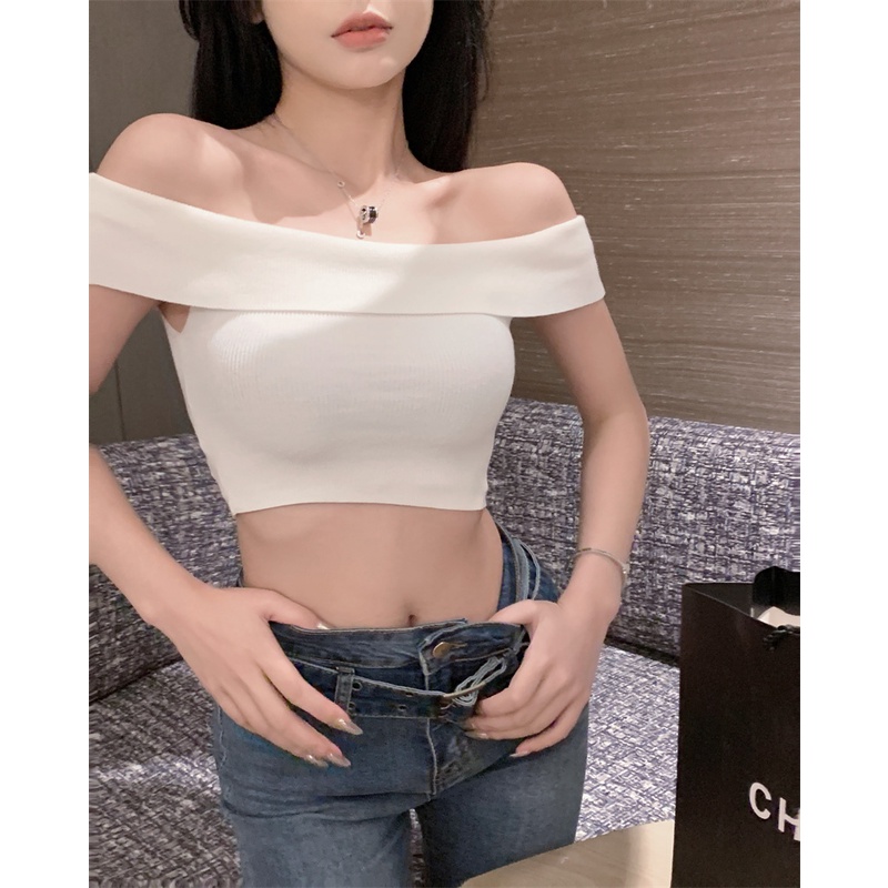 Cocory vn Áo Croptop Dệt Kim Dáng Ôm Thời Trang Quyến Rũ Cho Nữ