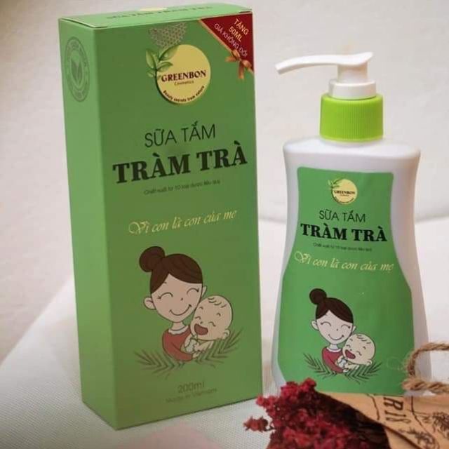 SỮA TẮM DƯỢC LIỆU TRÀM TRÀ GREENBON CHIẾT XUẤT THIÊN NHIÊN NHẸ DỊU LÀM SẠCH LÀN DA BÉ