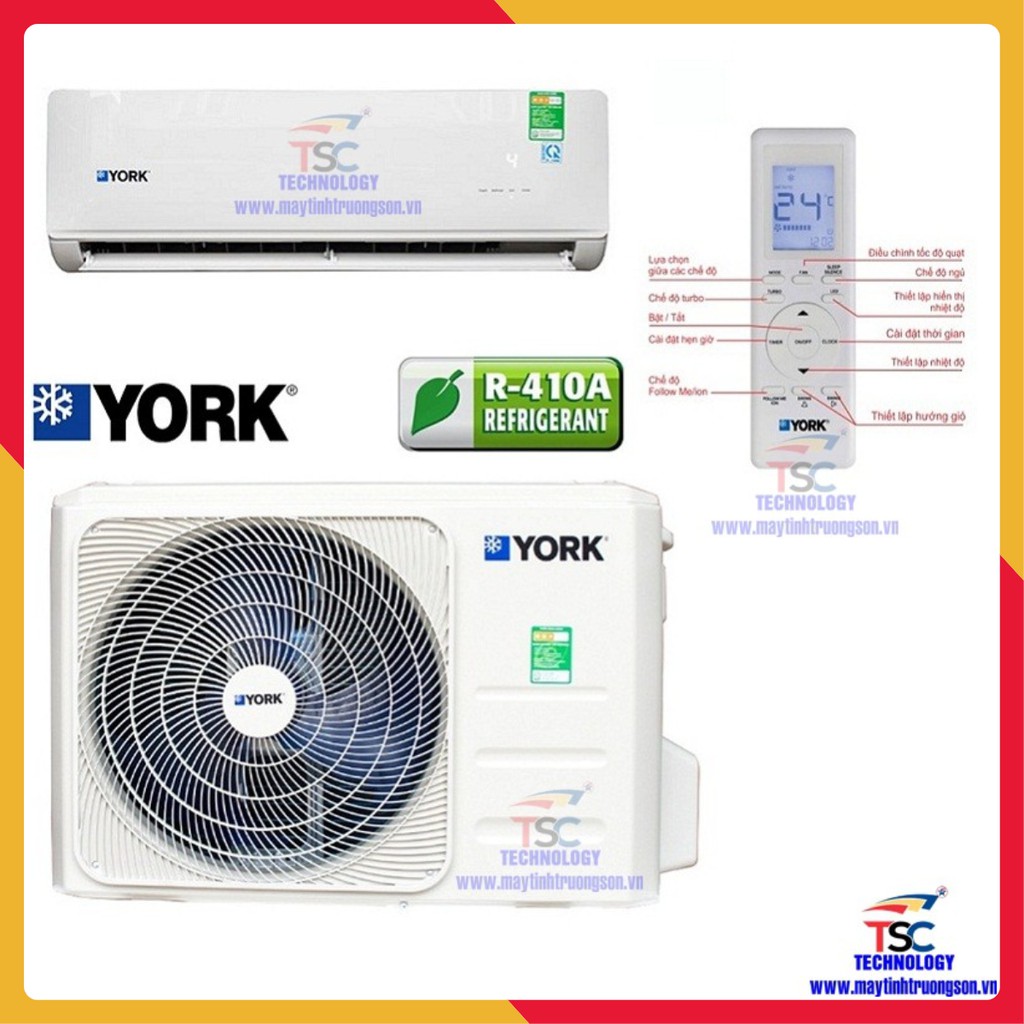 Điều Hòa treo Tường YORK YHFE24ZE Công Suất 24000 Btu/h Máy Lạnh 1 Chiều