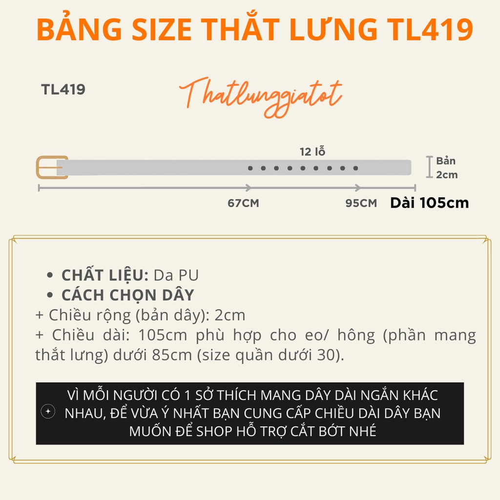 Thắt lưng nữ váy mặt kim vàng bản nhỏ 2cm (Hỗ trợ bấm lỗ, cắt dây) TL419 - Thắt Lưng Giá Tốt