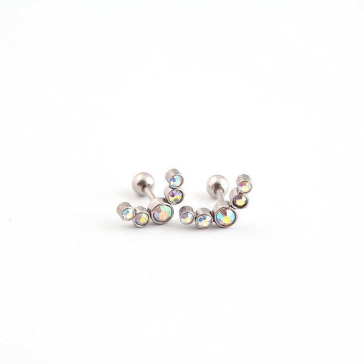 bông tai khuyên tai titan cung đính đá sắc màu không gỉ không đen không dị ứng nam nữ Uniex