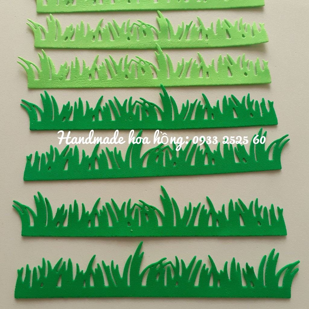 Set 10 thảm cỏ 14.3x2.8CM, bằng xốp-Phụ kiện trang trí thiệp, phong thư, bưu thiếp, bao thư, bao lì xì - khuôn cắt