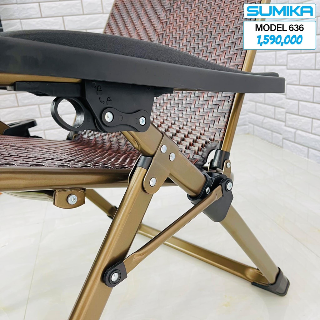 Ghế xếp ghế bố thư giãn SUMIKA 636 - lưới mây nhân tạo, tải trọng 300kg  ghế văn phòng