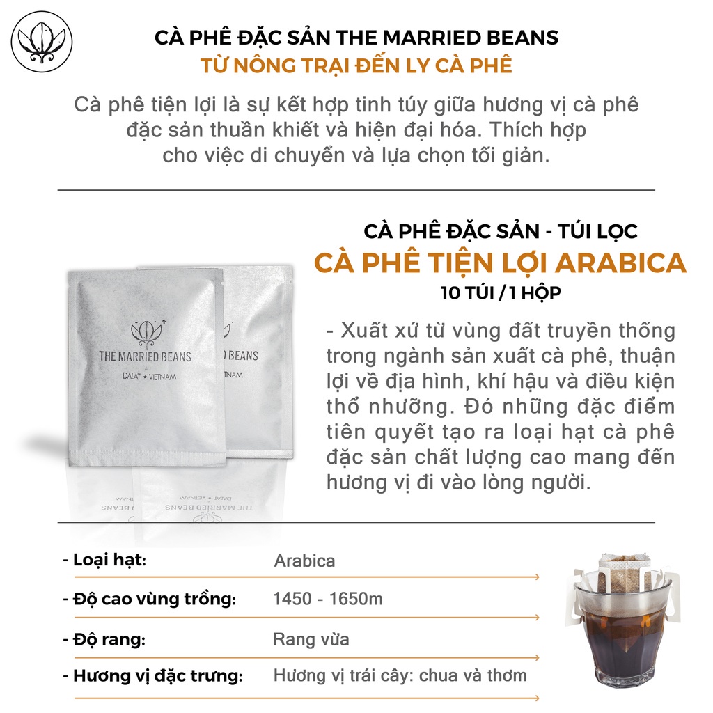 Cà phê phin giấy lọc (The Married Beans) - 8g x 10 gói