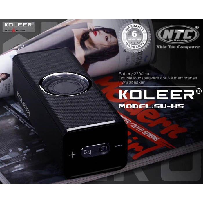 Loa bluetooth KOLEER SU-H5 bass căng đét - hỗ trợ thẻ nhớ/USB/AUX/FM (Màu ngẫu nhiên)