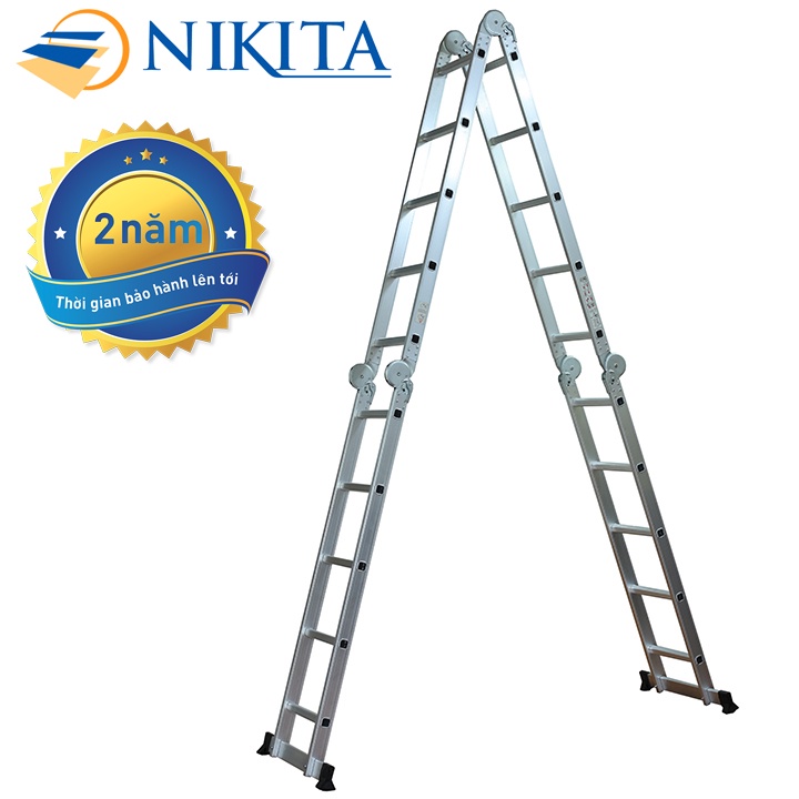Thang nhôm gấp 4 đoạn Nikita TGA58 - Chữ A 2,9m duỗi thẳng 5,8m