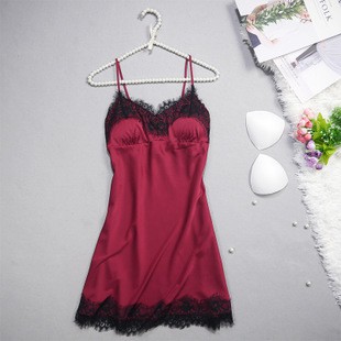Váy ngủ sexy satin lụa 🔥lót ngực nâng ngực🔥hai dây phối chân ren BIGsize MLXL 63kg đồ ngủ lụa sexy bigsize cao cấp