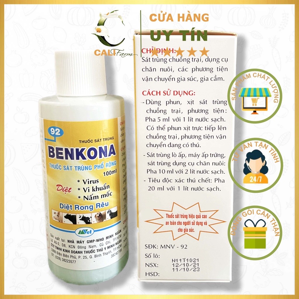 BENKONA 100ml Sát Khuẩn Cây Trồng và Khử Trùng Chuồng Trại