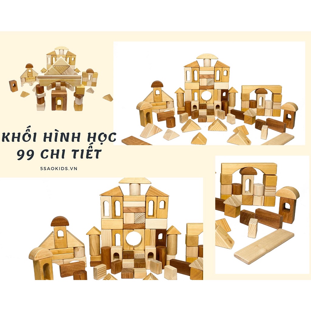 BỘ XẾP HÌNH KHỐI 99 MIẾNG BẰNG GỖ