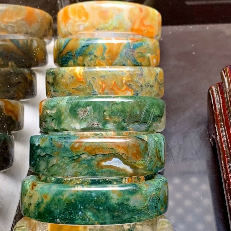 Vòng tay bản vuông đá băng ngọc thủy tảo size 54 - 56mm