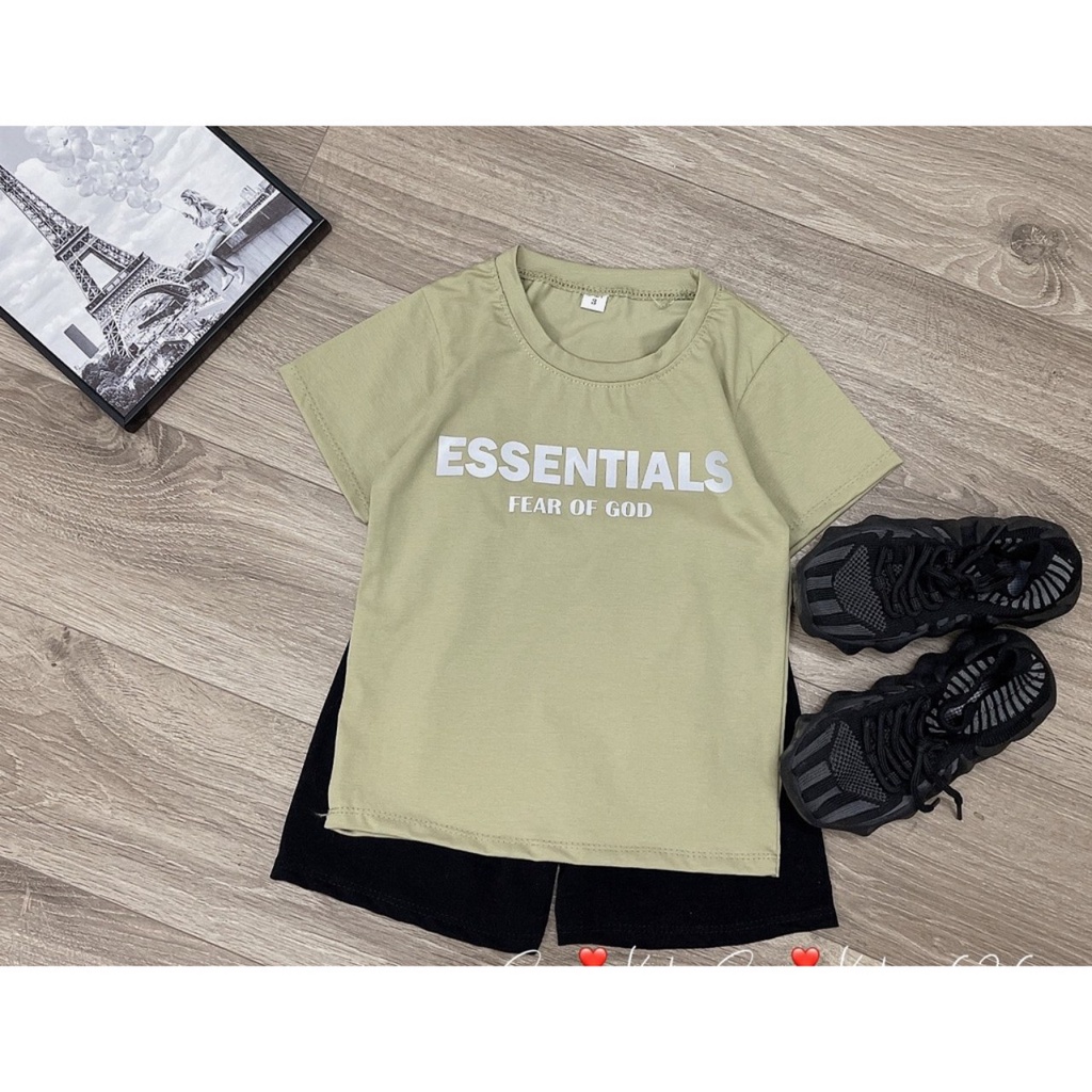 Bộ cộc tay bé trai, bộ cotton tàu loại 1 decal Essent ánh xịn xò cho bé