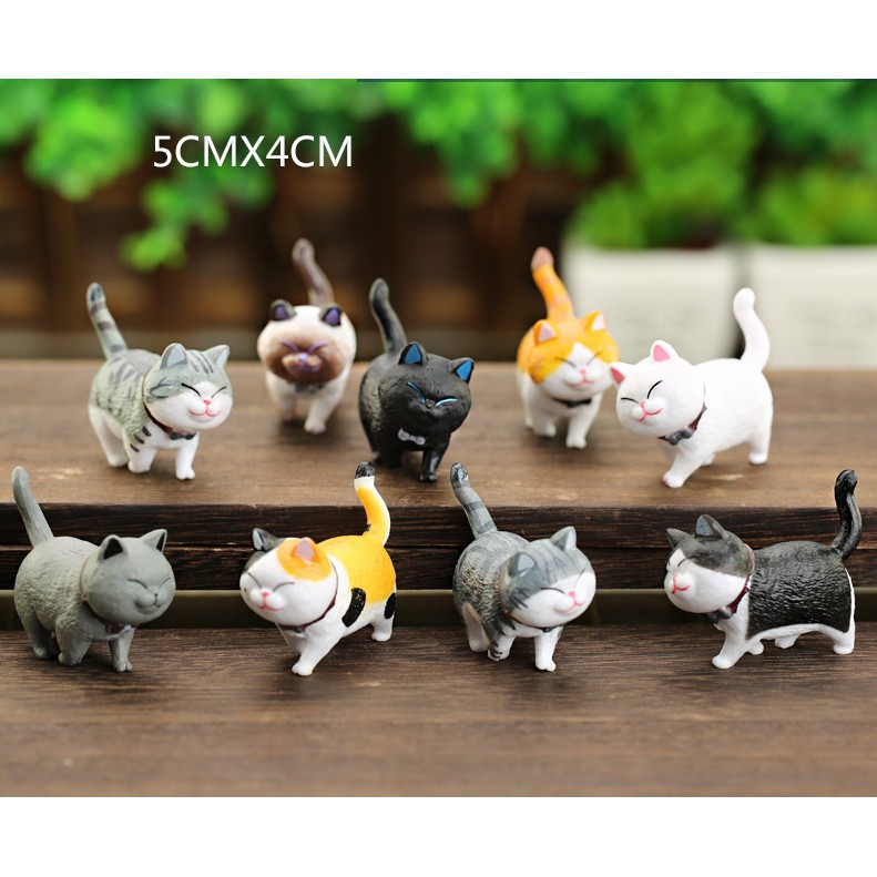 Mô hình mèo để bàn làm việc, set 9 mèo decor để bàn cute dễ thương