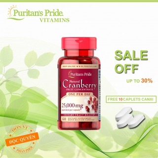 Cranberry-Viên uống giảm viêm đường tiết niệu, giảm tiểu dắt, chống oxy hóa Puritan's Pride Natural Cranberry 60 viên