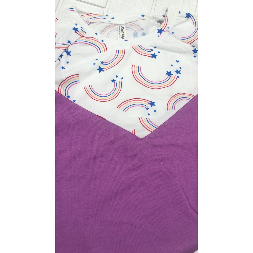 Bộ bé gái cộc tay vải xuất dư 100% cotton sz 8- 48kg