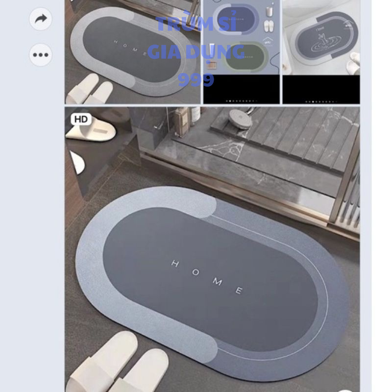 HCM Thảm Lau Chân Chùi Chân Silicon phòng tắm trải sàn siêu thấm hút nước chống trượt cao cấp đế cao su chất siêu dày