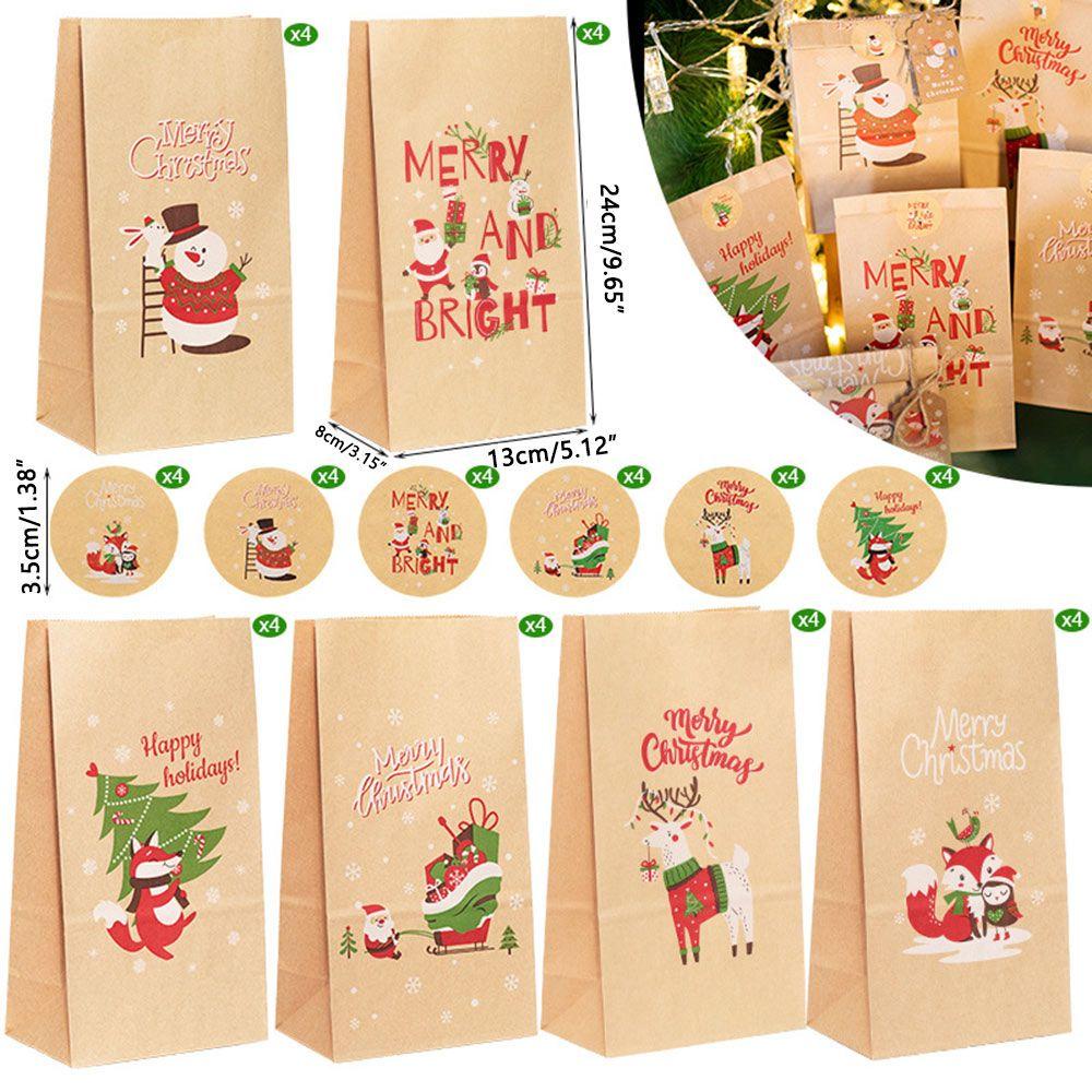 Set 24 Túi Giấy Đựng Bánh Kẹo Giáng Sinh