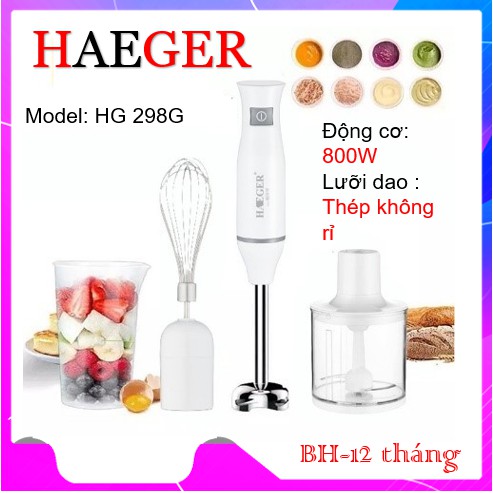 MÁY XAY HAEGER (HG-298) HÀNG CHÍNH HÃNG hạn chế tối đa tiếng ồn phát ra khi xay tạo cảm giác rất yên tâm khi sử dụng