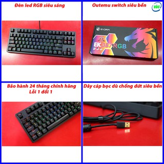 [𝙈𝙐𝘼 𝙉𝙂𝘼𝙔 KẺO HẾT] Bàn phím cơ Edra EK387 - Led RGB siêu sáng - Outemu Switch - Bảo hành 24 tháng