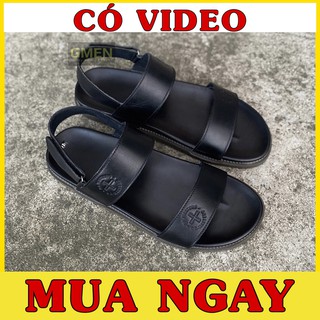 Dép da nam thiết kế quai hậu chất liệu da bò nguyên tấm đế cao su bảo hành 1 năm GM0568