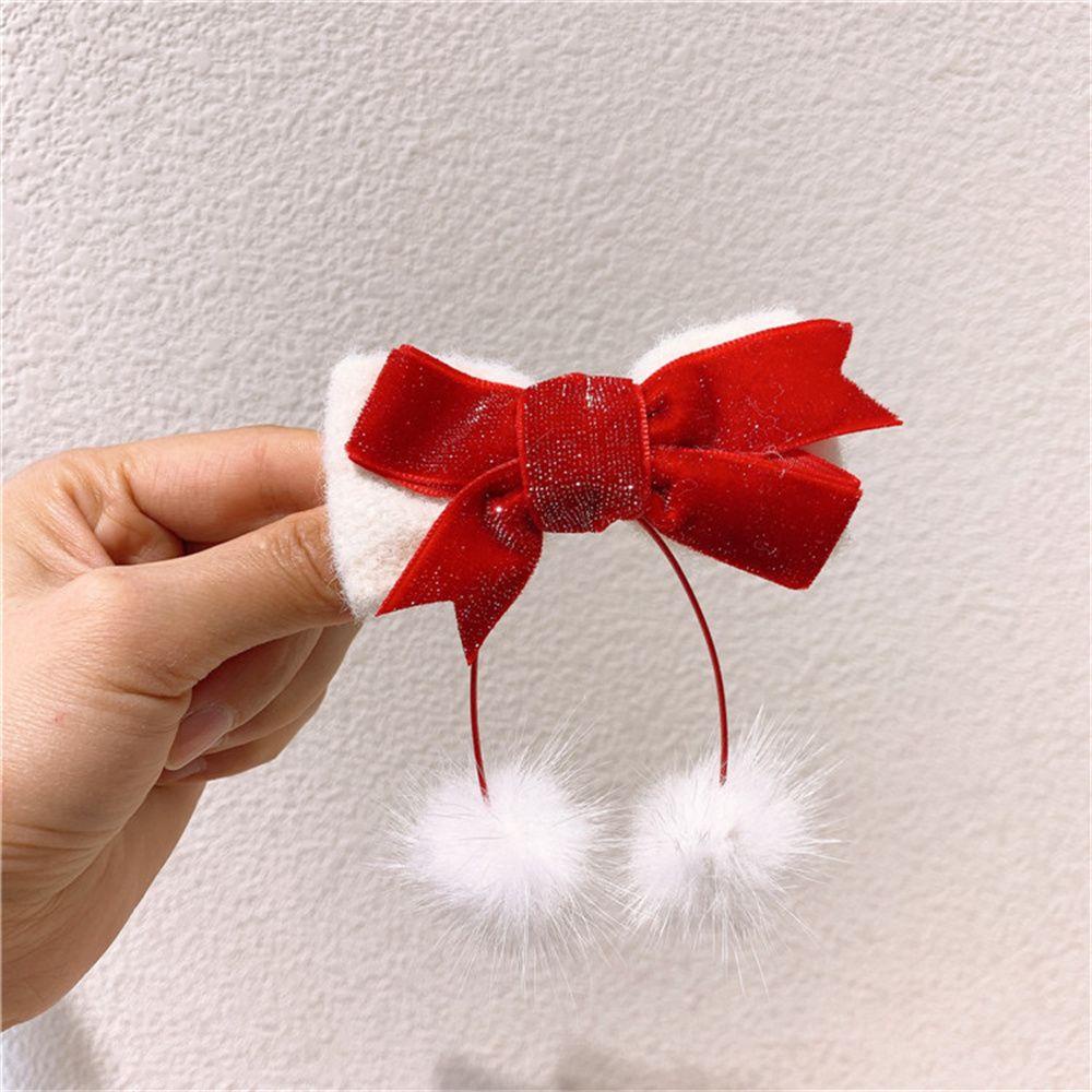 Kẹp tóc nơ vải nhung màu đỏ đáng yêu thời trang dành cho bé gái