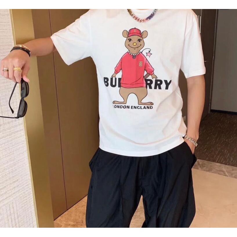 Áo Thun Cotton Tay Ngắn In Họa Tiết Burberry Thời Trang Cho Nam Và Nữ