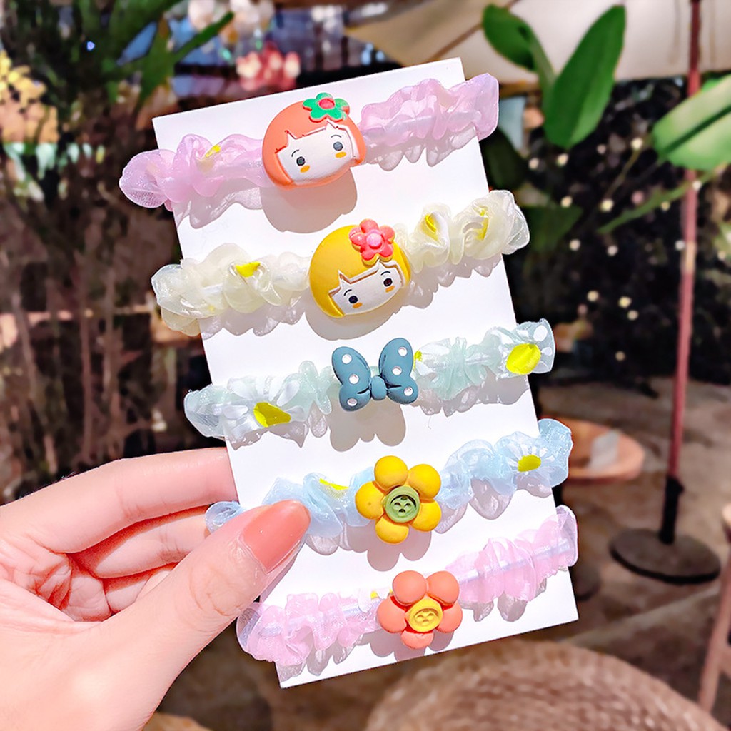 Bịch 5 Dây cột tóc hoạt hình dễ thương cho bé