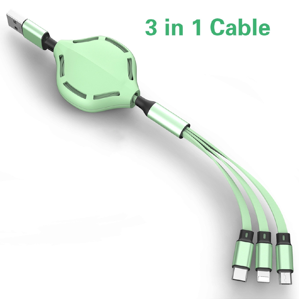 Dây Cáp Sạc Rút Gọn 3 Trong 1 Micro Usb Type C Dài 1m Dành Cho Điện Thoại