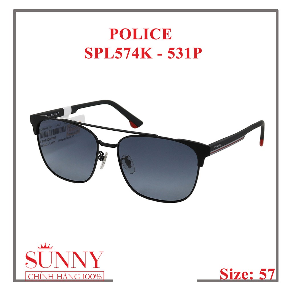 Kính mát Police chính hãng SPL574K màu sắc thời trang, thiết kế dễ đeo bảo vệ mắt
