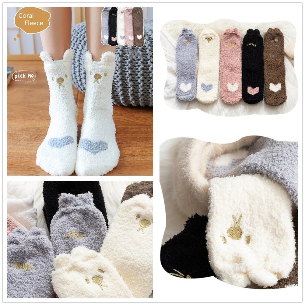 Đôi vớ bông mềm mịn nhiều màu sắc giữ ấm mùa thu đông cho nữ