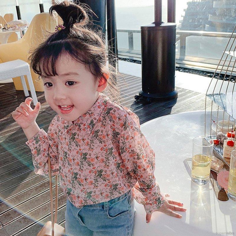 Áo Kiểu Tay Dài Chất Liệu Chiffon Thời Trang Cho Bé 1-8 Tuổi