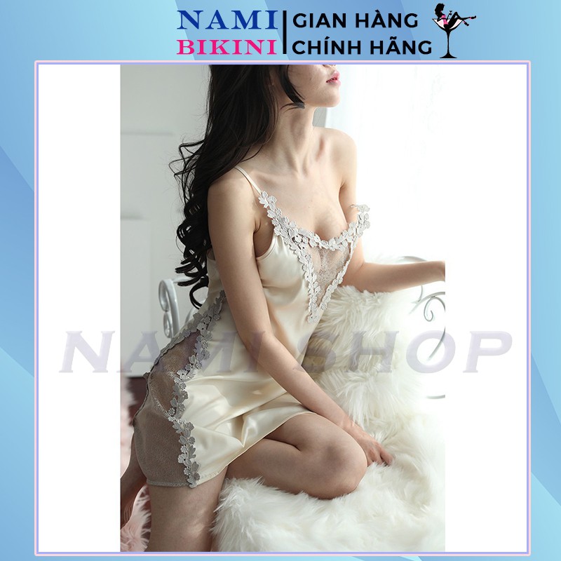 Váy ngủ lụa Satin gợi cảm kèm quần lọt khe đầm ngủ chất siêu mát tôn dáng váy 2 dây cao cấp Nami | WebRaoVat - webraovat.net.vn