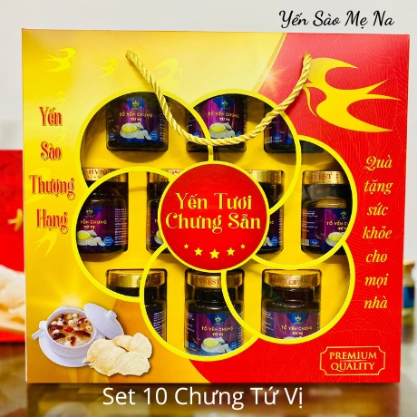 Set Quà Tặng 10 Hũ Yến Sào Hoàng Việt Chưng Sẵn