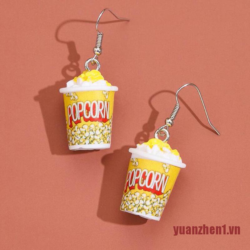 Bông Tai Hình Bắp Rang 3D Bằng Resin Vui Nhộn Dành Cho Nữ