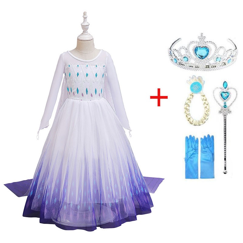 Đầm Nnjxd Đính Kim Sa Hóa Trang Công Chúa Elsa Sang Trọng Cho Bé Gái