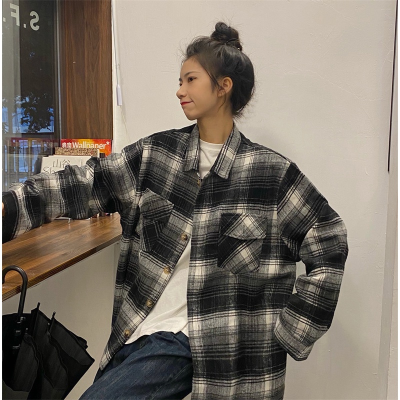 Áo Sơ Mi Tay Dài Họa Tiết Sọc Theo Phong Cách Preppy Dễ Phối Đồ