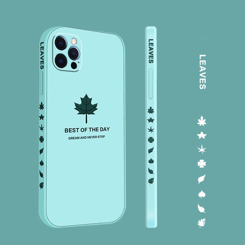 Sang trọng Maple Leaf Patterned Silicone Lỏng Trường Hợp Cho iPhone 12 pro max 12 mini Original Vuông Silicone Màu Sắc Điện Thoại Bìa